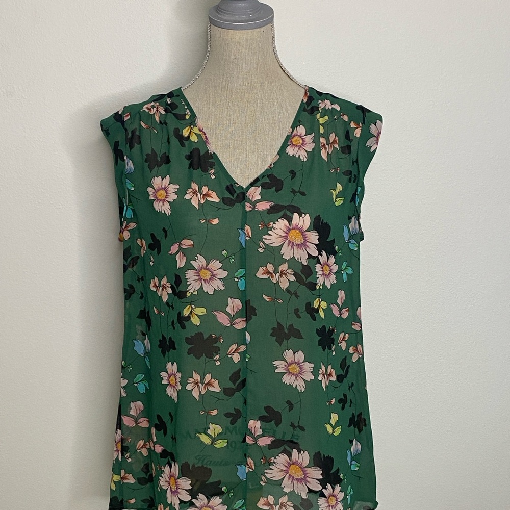 CAbi Green Floral Shadow Sz M #3619